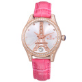 SKONE 9362 Fashion Eiffel Tower pattern watches ladies watch with zircon arround the bezel